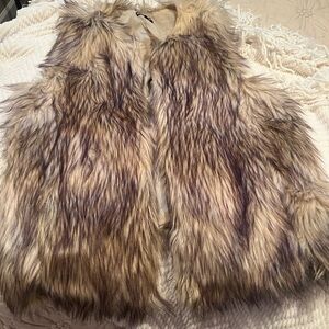 Faux Fur Vest in Brown and Tan